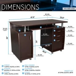 Rta Products- L Techni Mobili Complete Workstation Computer Desk With Storage, Chocolate -Boraam Industries Shop 8051dd5301ea6af4 8971 w800 h800 b0 p0