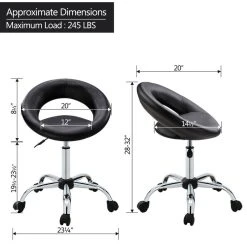 Duhome Elegant Lifestyle Open-Back Salon Spa Rolling Stool, Black-Pu -Boraam Industries Shop 81e1b8cc00386eca 6042 w800 h800 b1 p0