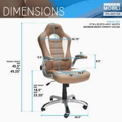 Rta Products- L Techni Mobili Sport Race Executive Chair, Camel -Boraam Industries Shop 8231438b0ec56682 5598 w800 h800 b0 p0