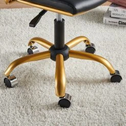 LUXMOD Classy Goldtone Adjustable Swivel Ergonomic Desk Chair, Black -Boraam Industries Shop 82e1b90002ce3920 9196 w800 h800 b0 p0