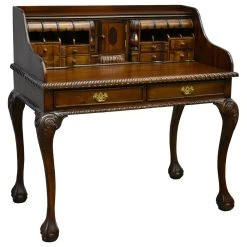 Crafters And Weavers Legacy Solid Mahogany Wood Escritoire Secretary Desk, Brown Walnut