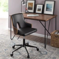 LumiSource Stella Office Chair, Walnut Wood And Black PU Leather -Boraam Industries Shop 851129200b842c03 5751 w800 h800 b0 p0