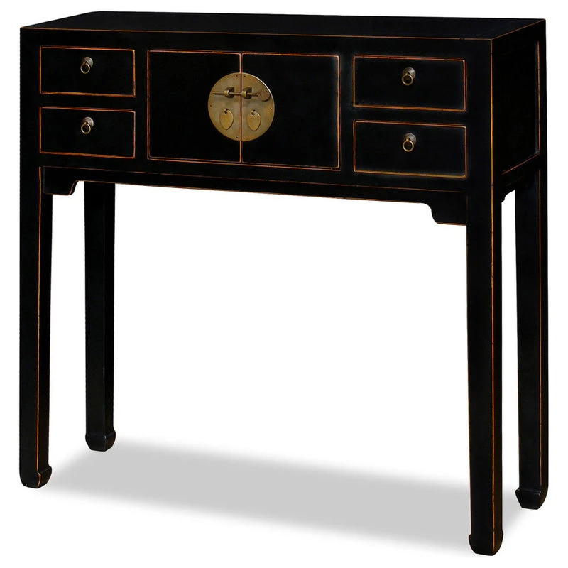 China Furniture And Arts Elmwood Console Table, Black Distressed 4 China Furniture And Arts Elmwood Console Table, Black Distressed - Image 2