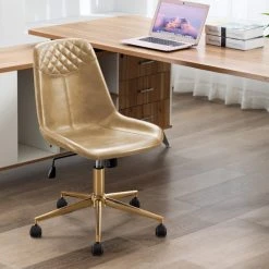 Duhome Elegant Lifestyle Faux Leather Golden Base Swivel Desk Chair, Camel -Boraam Industries Shop 8591cb40003867fd 1927 w800 h800 b0 p0