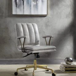 Acme Furniture Damir Office Chair, Vintage White Top Grain Leather And Chrome -Boraam Industries Shop 85f1b3470e960d06 3230 w800 h800 b0 p0
