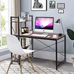 Costway Modern Computer Desk With 4-Tier Shelves PC Study Table Home Office -Boraam Industries Shop 86614ea40e6ae283 2637 w800 h800 b0 p0