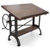 Rustic Deco Millworks Vintage Industrial Tilt Crank Drafting Desk - Provincial Finish