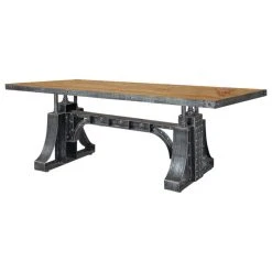 HOMARY Industrial Office Desk Executive Desk With Solid Wood Top Bridge Base, Small