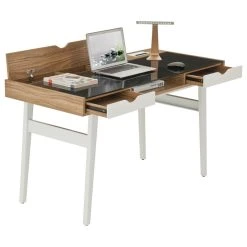 Rta Products- L Techni Mobili Compact Computer Desk With Multiple Storage, Walnut -Boraam Industries Shop 8701d00700c275c3 8907 w800 h800 b1 p0