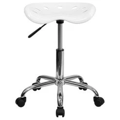 Flash Furniture Vibrant Chrome Adjustable Bar Stool In White