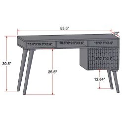 M Mod-Arte Honeycomb Office Desk With File Cabinet, Dark Walnut -Boraam Industries Shop 874122940011553d 6817 w800 h800 b1 p0