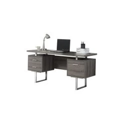 Monarch Specialties Computer Desk, Home Office, Laptop, Storage Drawers, 60"L, Work, Metal, Brown