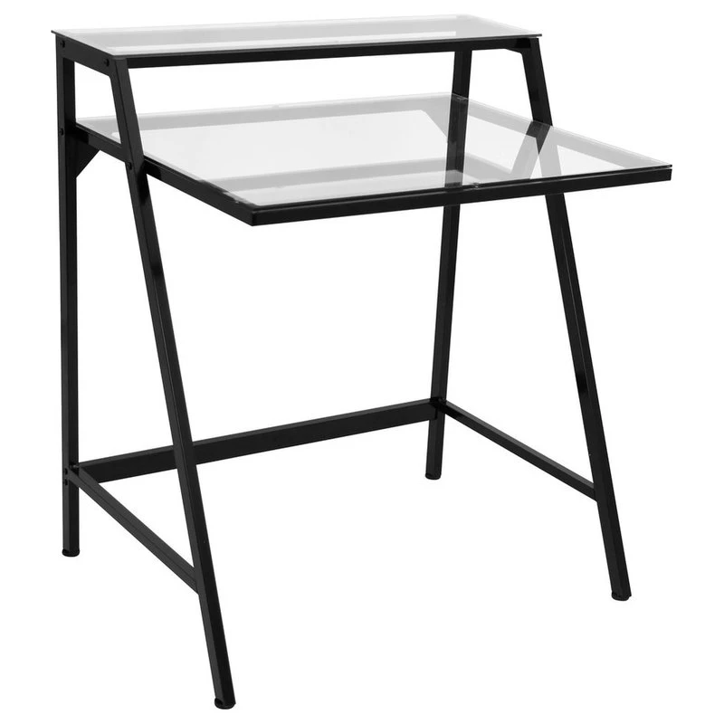 LumiSource 2-Tier Desk, Black And Clear 3 LumiSource 2-Tier Desk, Black And Clear