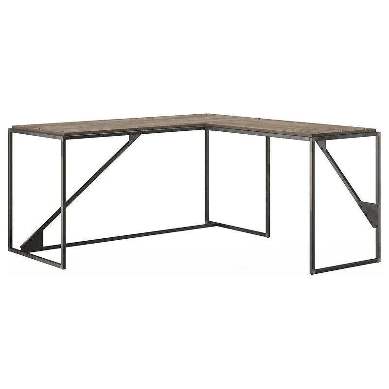 Bush Industries Refinery 62W L Shaped Industrial Desk With 37W Return 3 Bush Industries Refinery 62W L Shaped Industrial Desk With 37W Return