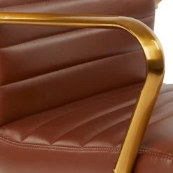 Office Star Products Mid-Back Faux Leather Chair With Gold Arms And Base, Saddle -Boraam Industries Shop 8be1ab550b6cd07d 2109 w800 h800 b0 p0