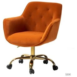 Karat Home Swivel Velvet Hight, Adjustable Task Chair With Tufted Back, Orange