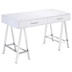 Acme Furniture Coleen Desk, White And Chrome