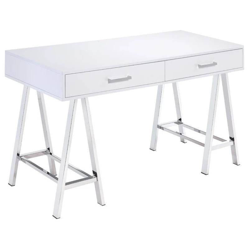Acme Furniture Coleen Desk, White And Chrome 3 Acme Furniture Coleen Desk, White And Chrome