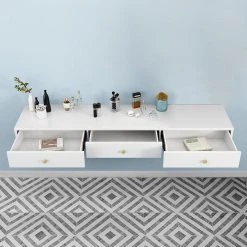 HOMARY Black Floating Desk Mounted Writing Desk With Drawers Side Cabinet Included, White, Without Side Cabinet -Boraam Industries Shop 8d31fad80128c38b 3912 w800 h800 b0 p0