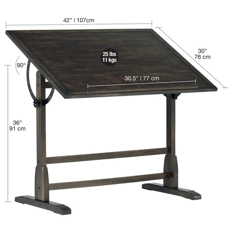SD Studio Designs Vintage Wood Drafting Table - Distressed Black 5 SD Studio Designs Vintage Wood Drafting Table - Distressed Black - Image 3