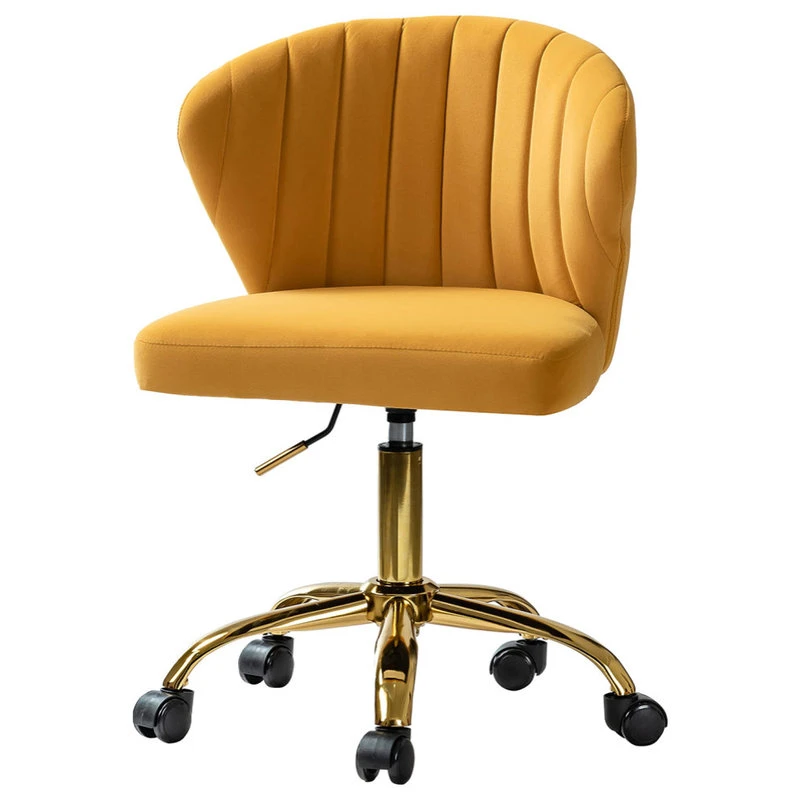 Karat Home Swivel Task Chair With Tufted Back, Mustard 3 Karat Home Swivel Task Chair With Tufted Back, Mustard