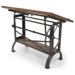 Rustic Deco Millworks Vintage Industrial Tilt Crank Drafting Desk - Provincial Finish -Boraam Industries Shop 8db156d201b43773 2054 w800 h800 b1 p0