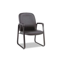 Alera™ Alera Genaro Series Guest Chair, Black Leather, Sled Base