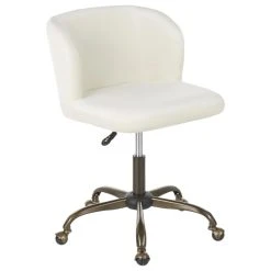 Fran Contemporary Task Chair By LumiSource, Antique Metal, Cream Velvet