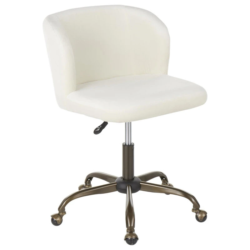 Fran Contemporary Task Chair By LumiSource, Antique Metal, Cream Velvet 3 Fran Contemporary Task Chair By LumiSource, Antique Metal, Cream Velvet