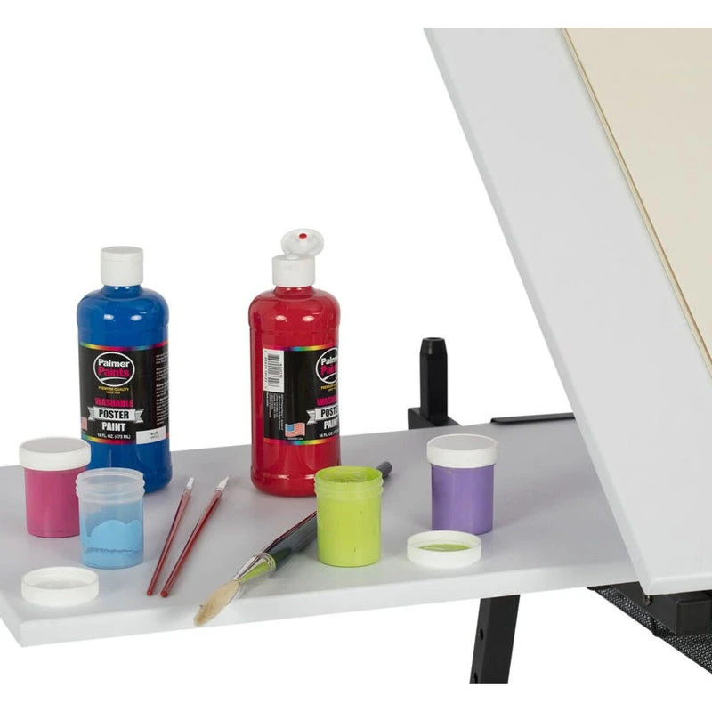 Offex Fusion Craft Center With 24" Tray And Stool, Charcoal/White 6 Offex Fusion Craft Center With 24" Tray And Stool, Charcoal/White - Image 4