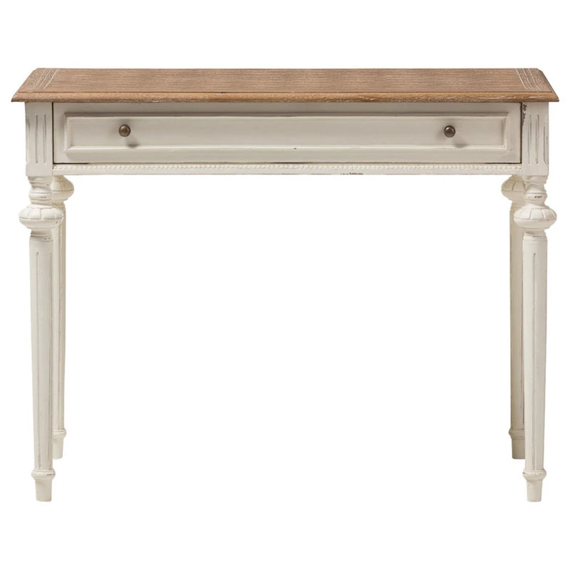 Baxton Studio Marquetterie French Provincial Weathered Oak And Whitewash Writing Desk 4 Baxton Studio Marquetterie French Provincial Weathered Oak And Whitewash Writing Desk - Image 2