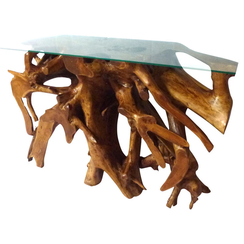 Chic Teak Inc. Teak Wood Root Console Table/Sofa Table With Glass Top, 48" 10 Chic Teak Inc. Teak Wood Root Console Table/Sofa Table With Glass Top, 48" - Image 8