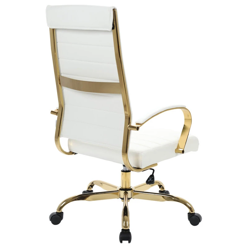 Leisuremod Benmar High-Back Mid Century Modern Leather Office Chair Gold Frame, 7 Leisuremod Benmar High-Back Mid Century Modern Leather Office Chair Gold Frame, - Image 5