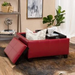 Decorn Contemporary Storage Ottoman, PU Leather Upholstery & 2 Flip Over Trays, Red 10 Decorn Contemporary Storage Ottoman, PU Leather Upholstery & 2 Flip Over Trays, Red -Boraam Industries Shop 92711b560148b223 0707 w800 h800 b0 p0