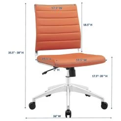 Decorn Modern Office Chair, Armless Design With Ribbed Faux Leather Seat & Back, Orange -Boraam Industries Shop 931177fb014a9bfc 2333 w800 h800 b1 p0