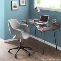 LumiSource Vintage Flair Office Chair, Gray With Black Metal Base -Boraam Industries Shop 934169980b842bf1 9159 w800 h800 b0 p0