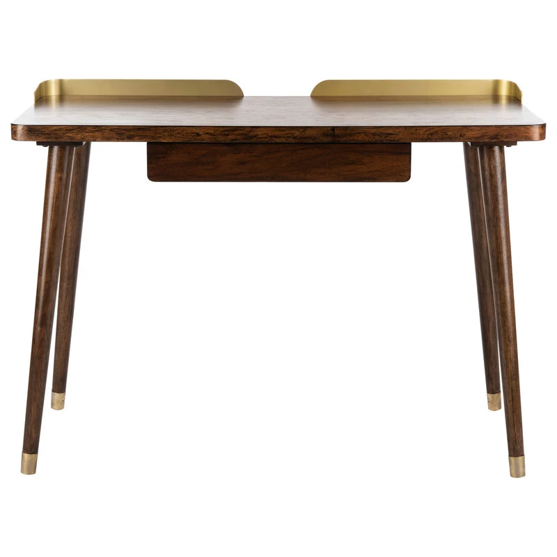 Safavieh Parker Drawer Desk, Walnut, Gold 3 Safavieh Parker Drawer Desk, Walnut, Gold