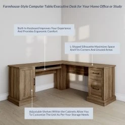 Belleze Modern Corner L-Shaped Home Office Computer Laptop Desk, Rustic Oak 10 Belleze Modern Corner L-Shaped Home Office Computer Laptop Desk, Rustic Oak -Boraam Industries Shop 93a1faa80333c15f 3742 w800 h800 b0 p0