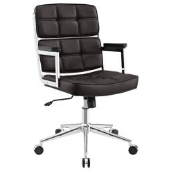 LexMod Portray Highback Faux Leather Office Chair, Brown