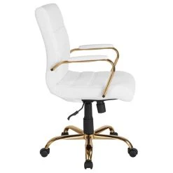 Flash Furniture Mid Back Leather Office Swivel Chair In White And Gold -Boraam Industries Shop 94612e280e141d7e 1529 w800 h800 b1 p0