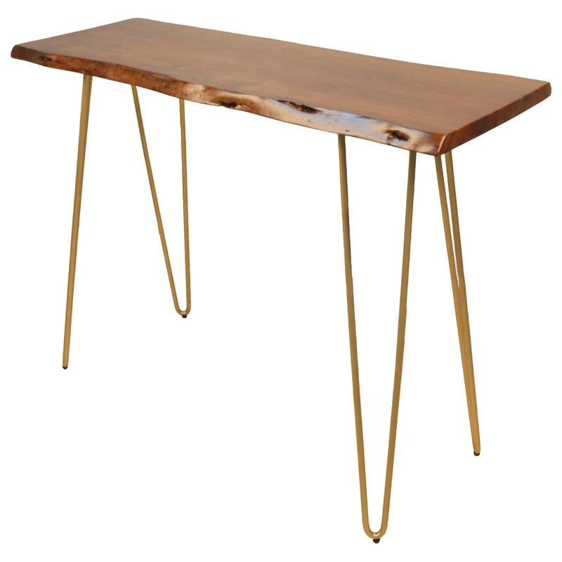 Carolina Classics Seti Live Edge Console Table In Elm And Gold 3 Carolina Classics Seti Live Edge Console Table In Elm And Gold