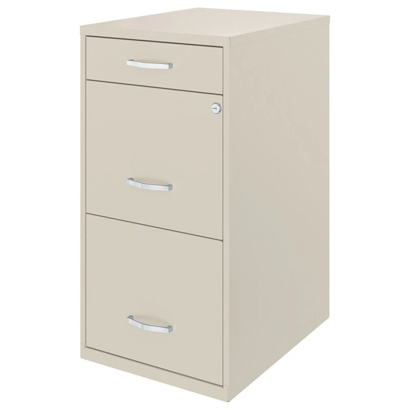 UrbanPro 18 Inch 3 Drawer Metal File Cabinet With Pencil Drawer In Off White 5 UrbanPro 18 Inch 3 Drawer Metal File Cabinet With Pencil Drawer In Off White - Image 3