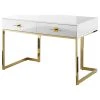 Nicole Miller Moku Desk, 2 Drawers, White And Gold -Boraam Industries Shop 9671560b0e9f65c7 9558 w800 h800 b1 p0