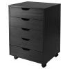 Winsome Wood 19.21"x15.98"x26.3" Black 5 Drawer Halifax Cabinet