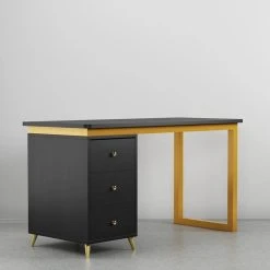 HOMARY Modern 55" Black Wooden Home Office Writing Desk, Drawers, Gold -Boraam Industries Shop 96f1980c025e8b0c 3917 w800 h800 b0 p0
