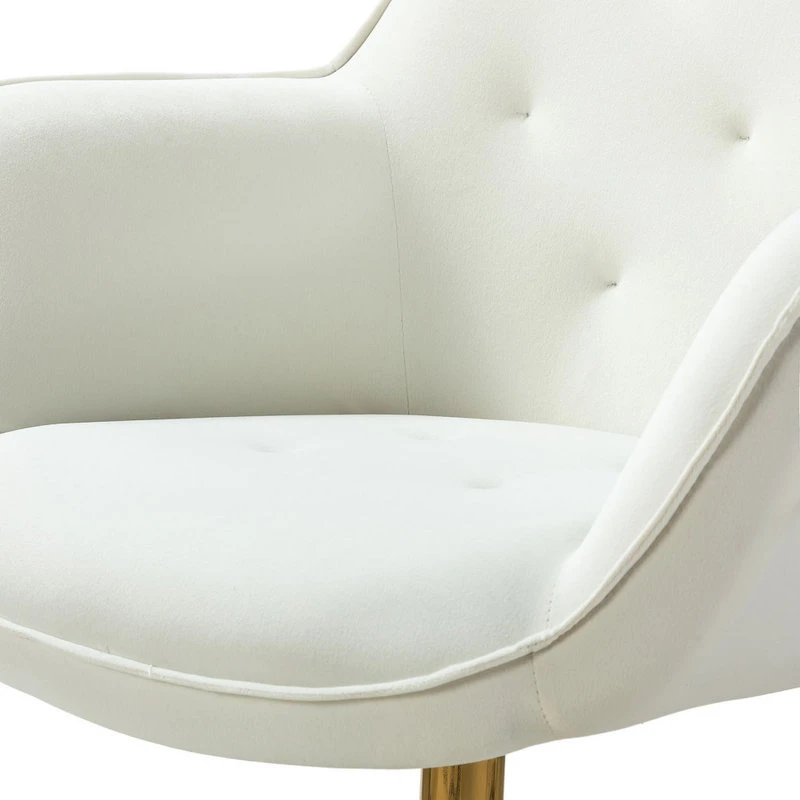 Karat Home Swivel Velvet Hight, Adjustable Task Chair With Tufted Back, Ivory 8 Karat Home Swivel Velvet Hight, Adjustable Task Chair With Tufted Back, Ivory - Image 6
