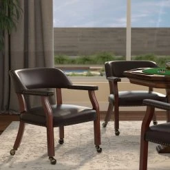 Comfort Pointe Cavett Caster Game Chair, Brown -Boraam Industries Shop 98011a9f00117829 7890 w800 h800 b0 p0