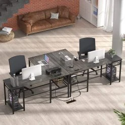 EFurnish L Shaped Desk, Grid Design With Metal Frame & Charging Station, Black Oak -Boraam Industries Shop 9801a8ad02e9eb4e 5591 w800 h800 b0 p0