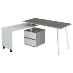 Rta Products- L Techni Mobili Rotating Multi, Positional Modern Desk , Color, Gray