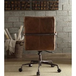 Acme Furniture Harith Top Grain Leather Office Chair, Retro Brown, Retro Brown -Boraam Industries Shop 98812cbe091b694c 9961 w800 h800 b0 p0